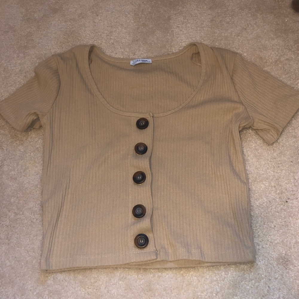 Zara button up crop